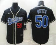 Wholesale Cheap Men's Los Angeles Dodgers #50 Mookie Betts Black Blue Name Stitched MLB Cool Base Nike Jersey