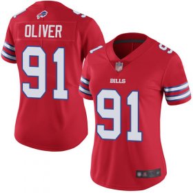 Wholesale Cheap Nike Bills #91 Ed Oliver Red Women\'s Stitched NFL Limited Rush Jersey