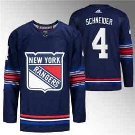 Cheap Men\'s New York Rangers #4 Braden Schneider Navy Stitched Jersey