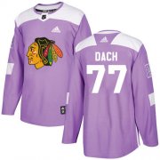 Wholesale Cheap Adidas Blackhawks #77 Kirby Dach Purple Authentic Fights Cancer Stitched NHL Jersey