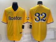 Wholesale Cheap Men's Boston Red Sox #32 Matt Barnes Gold No Name 2021 City Connect Stitched MLB Cool Base Nike Jersey