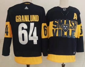 Wholesale Cheap Men\'s Nashville Predators #64 Mikael Granlund Black 2022 Stadium Series adidas Stitched NHL Jersey