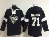 Wholesale Cheap Penguins #71 Evgeni Malkin Black NHL Pullover Hoodie