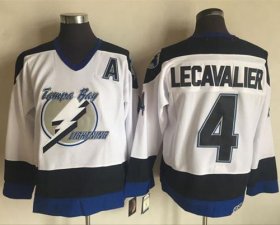 Wholesale Cheap Lightning #4 Vincent Lecavalier White CCM Throwback Stitched NHL Jersey