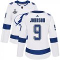 Cheap Adidas Lightning #9 Tyler Johnson White Road Authentic Women's 2020 Stanley Cup Champions Stitched NHL Jersey