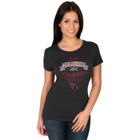 Wholesale Cheap Women\'s Arizona Cardinals Majestic Black 2015 NFC West Division Champions T-Shirt