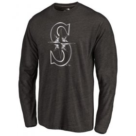 Wholesale Cheap Seattle Mariners Platinum Collection Long Sleeve Tri-Blend T-Shirt Black