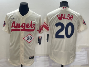 Wholesale Cheap Men's Los Angeles Angels #20 Jared Walsh Number Cream 2022 City Connect Flex Base Stitched Jersey