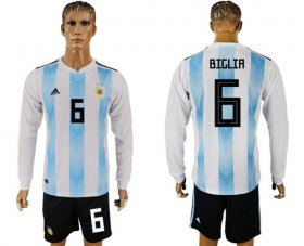 Wholesale Cheap Argentina #6 Biglia Home Long Sleeves Soccer Country Jersey