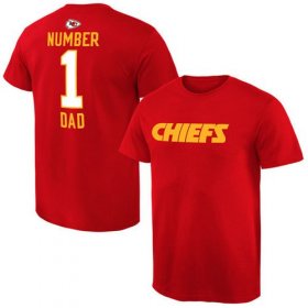 Wholesale Cheap Men\'s Kansas City Chiefs Pro Line College Number 1 Dad T-Shirt Red