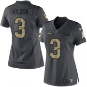 Wholesale Cheap Nike Seahawks #3 Russell Wilson Black Women's Stitched NFL Limited 2016 Salute to Service Jersey
