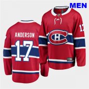 Wholesale Cheap Men's Montreal Canadiens #17 Josh Anderson 2020-21 Home Men Red Breakaway Player Jersey