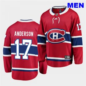 Wholesale Cheap Men\'s Montreal Canadiens #17 Josh Anderson 2020-21 Home Men Red Breakaway Player Jersey
