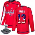Wholesale Cheap Adidas Capitals #13 Jakub Vrana Red Home Authentic USA Flag Stanley Cup Final Champions Stitched NHL Jersey