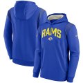Wholesale Cheap Mens Los Angeles Rams Royal Sideline Stack Performance Pullover Hoodie
