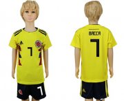 Wholesale Cheap Colombia #7 Bacca Home Kid Soccer Country Jersey