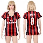 Wholesale Cheap Women's AC Milan #8 Suso Home Soccer Club Jersey