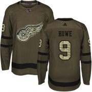 Wholesale Cheap Adidas Red Wings #9 Gordie Howe Green Salute to Service Stitched Youth NHL Jersey
