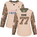 Wholesale Cheap Adidas Capitals #77 T.J. Oshie Camo Authentic 2017 Veterans Day Women's Stitched NHL Jersey