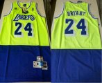 Wholesale Cheap Men's Los Angeles Lakers #24 Kobe Bryant Green Blue Split Hardwood Classics Jersey