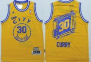 Wholesale Cheap Golden State Warriors #30 Stephen Curry The City Yellow Swingman Throwback Jersey