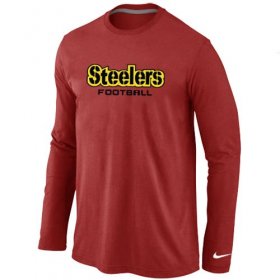 Wholesale Cheap Nike Pittsburgh Steelers Authentic Font Long Sleeve T-Shirt Red
