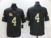 Wholesale Cheap Men's Cleveland Browns #4 Deshaun Watson Black Salute to Service Limited Stitched Jersey