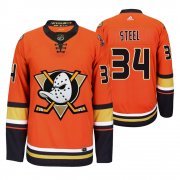 Wholesale Cheap Anaheim Ducks #34 Sam Steel Men's 2019-20 Third Orange Alternate Stitched NHL Jersey