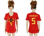 Wholesale Cheap Women's Belgium #5 Vertonghen Red Home Soccer Country Jersey