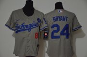 Wholesale Cheap Los Angeles Dodgers #8 #24 Kobe Bryant Women Nike Grey Cool Base 2020 KB Patch MLB Jersey