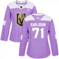 Wholesale Cheap Adidas Golden Knights #71 William Karlsson Purple Authentic Fights Cancer Women's Stitched NHL Jersey