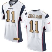 Wholesale Cheap Nike Patriots #11 Julian Edelman White Men's Stitched NFL New Elite Gold Jersey