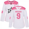 Wholesale Cheap Adidas Stars #9 Mike Modano White/Pink Authentic Fashion Women's Stitched NHL Jersey