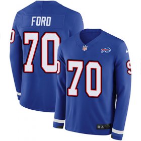 Wholesale Cheap Nike Bills #70 Cody Ford Royal Blue Team Color Men\'s Stitched NFL Limited Therma Long Sleeve Jersey