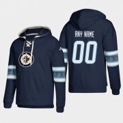 Wholesale Cheap Winnipeg Jets Personalized Lace-Up Pullover Hoodie Blue