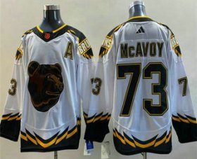 Cheap Men\'s Boston Bruins #73 Charlie McAvoy White 2022 Reverse Retro Stitched Jersey