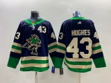 Cheap Men's Vancouver Canucks #43 Quinn Hughes Navy 2022 Reverse Retro Stitched Jersey