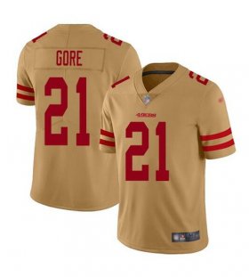 Wholesale Cheap Men\'s San Francisco 49ers #21 Frank Gore Golden Stitched Jersey