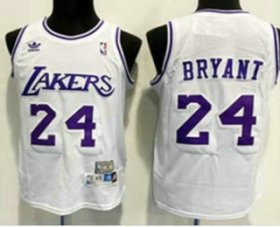 Wholesale Cheap Men\'s Los Angeles Lakers #24 Kobe Bryant White Swingman Stitched NBA Throwback Jersey