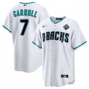 Men's Arizona Diamondbacks #7 Corbin Carroll White 2023 World Series Cool Base Stitched Baseball Jerseys