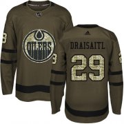 Wholesale Cheap Adidas Oilers #29 Leon Draisaitl Green Salute to Service Stitched Youth NHL Jersey