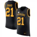 Wholesale Cheap Nike Steelers #21 Sean Davis Black Team Color Men's Stitched NFL Limited Rush Tank Top Jersey