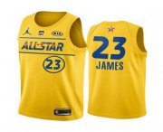 Wholesale Cheap Men's 2021 All-Star #23 LeBron James Yellow Western Conference Stitched NBA Jersey