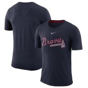 Wholesale Cheap Atlanta Braves Nike Wordmark Tri-Blend T-Shirt Navy