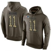 Wholesale Cheap NFL Men's Nike New England Patriots #11 Drew Bledsoe Stitched Green Olive Salute To Service KO Performance Hoodie