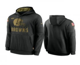 Wholesale Cheap Men\'s Cleveland Browns Black 2020 Salute to Service Sideline Performance Pullover Hoodie
