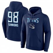 Cheap Men's Tennessee Titans #98 Jeffery Simmons Navy Team Wordmark Name & Number Pullover Hoodie