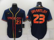 Wholesale Cheap Men's Houston Astros #23 Michael Brantley Number 2022 Navy Blue City Connect Cool Base Stitched Jersey