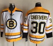 Wholesale Cheap Bruins #30 Gerry Cheevers White CCM Throwback Stitched NHL Jersey