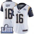 Wholesale Cheap Nike Rams #16 Jared Goff White Super Bowl LIII Bound Women's Stitched NFL Vapor Untouchable Limited Jersey